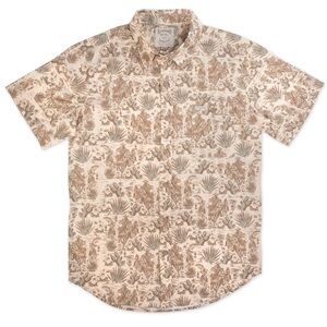 Men's Cream and Brown Casual Shirt